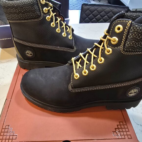 Timberland Heritage TB0A28MBEQ4 Boot Men Black Leather 6 Inch Lace-Up SZ 10 NEW - Picture 2 of 16